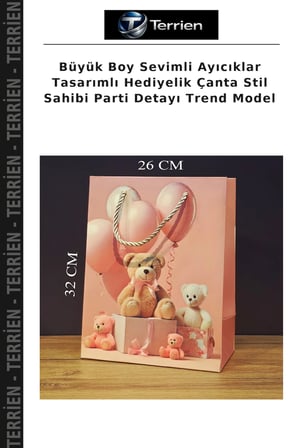 Büyük Boy Sevimli Ayıcıklar Tasarımlı Hediyelik Çanta Stil Sahibi Parti Detayı Trend Model