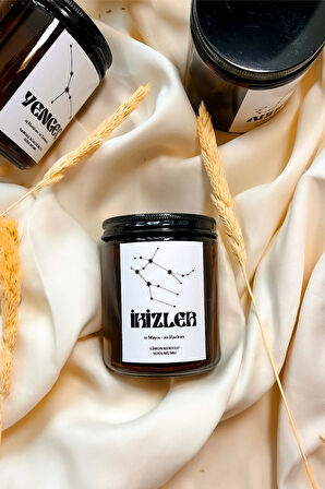 İkizler Burcu Limon Kokulu %100 Soya Mumu Amber Kavanoz Mum