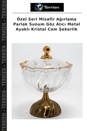 Özel Seri Misafir Ağırlama Parlak Sunum Göz Alıcı Metal Ayaklı Kristal Cam Şekerlik