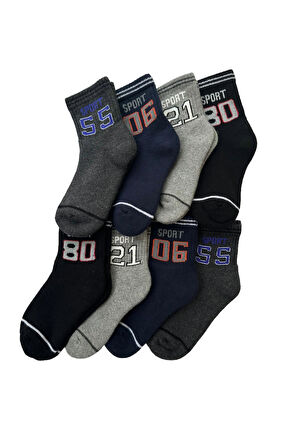 8 Çift Burun Dikişsiz Sport Desenli Kışlık Kalın Havlu Çocuk Soket Çorap