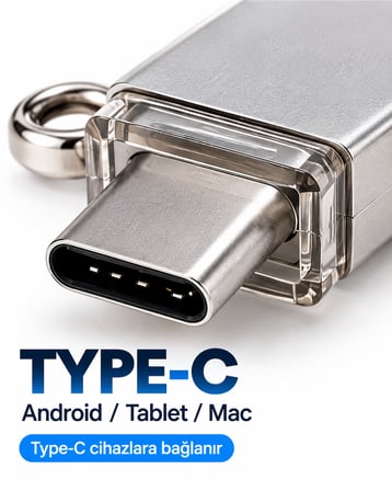 128GB 4in1 Flash Bellek USB-A Type-C Lightning MicroUSB Telefon Tablet Bilgisayar Uyumlu