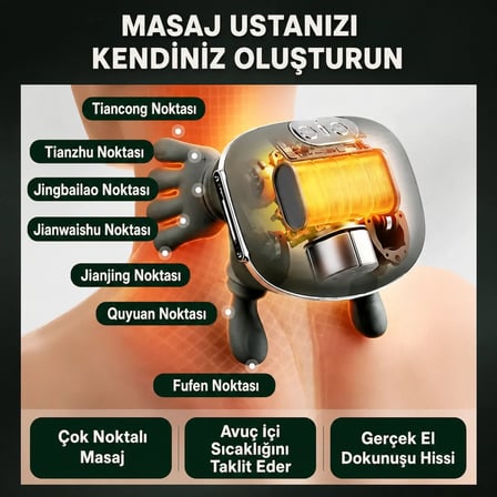 ZHUSE FH-670 Şarjlı Boyun Omuz Masaj Aleti Isıtmalı 4 Kollu Yoğurma Type-C Kemerli