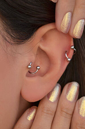 Kıvrımlı Çelik Spiral Piercing 8 Mm Tragus Helix Kıkırdak Dudak Gümüş Renkli