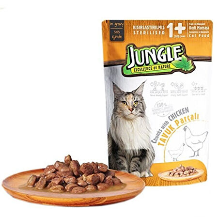 Jungle Tavuklu Pouch Yetişkin Kısırlaştırılmış Konserve Kedi Maması 85 Gr