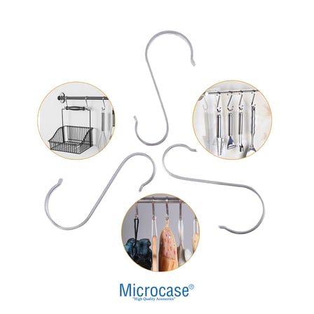 Microcase Paslanmaz Çelik S Kanca Seti Çok Amaçlı Mutfak Banyo Gardrop Askısı Düzenleyici Ev Organizeri 1 Adet 11 CM -AL5880