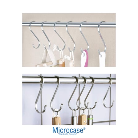 Microcase Paslanmaz Çelik S Kanca Seti Çok Amaçlı Mutfak Banyo Gardrop Askısı Düzenleyici Ev Organizeri 1 Adet 9 CM -AL5880
