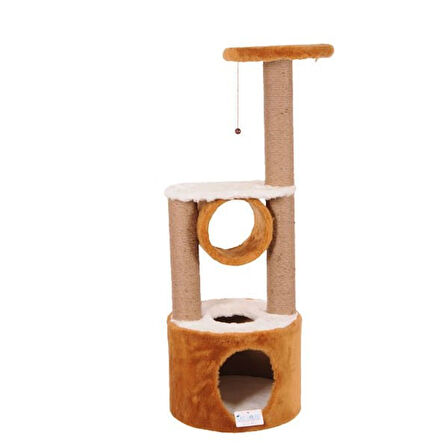 Cat Hause S05 Yuvalı Katlı Kedi Tırmalama Evi Kahverengi 112 Cm