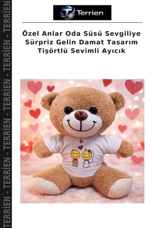 Özel Anlar Oda Süsü Sevgiliye Sürpriz Gelin Damat Tasarım Tişörtlü Sevimli Ayıcık
