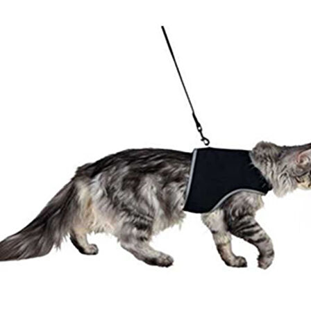 Trixie Soft Harness Leash Kedi Göğüs Tasma Seti Siyah 20 Mm 36-54 Cm