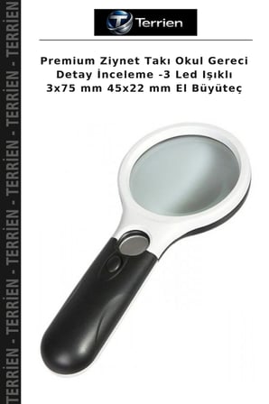 Premium Ziynet Takı Okul Gereci Detay İnceleme -3 Led Işıklı 3x75 mm 45x22 mm El Büyüteç