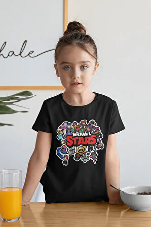 Tasarım Brawl Stars Karakterler Baskılı Unisex Oyun Çocuk Tişört (1-12 YAŞ)