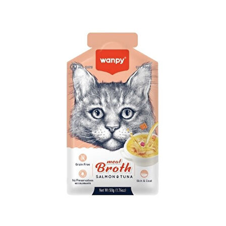 Wanpy Somonlu ve Ton Balıklı Tahılsız Kedi Çorbası 50 Gr