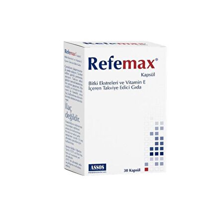 Refemax Kapsül Bitki Ekstreleri ve Vitamin E İçeren Takviye Edici Gıda 30 Kapsül