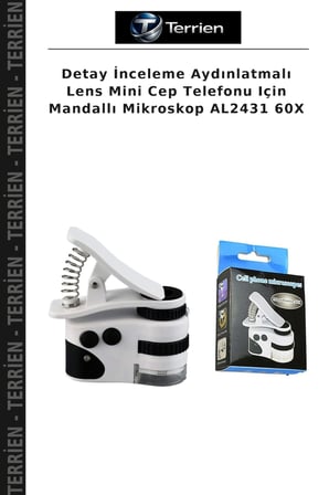 Detay İnceleme Aydınlatmalı Lens Mini Cep Telefonu Için Mandallı Mikroskop AL2431 60X