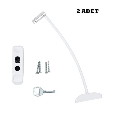 Microcase Çelik Halatlı Anahtarlı Kablolu Pvc Kapı Pencere Emniyet Hırsız Çocuk Güvenlik Kilidi - BEYAZ AL5186 2 ADET
