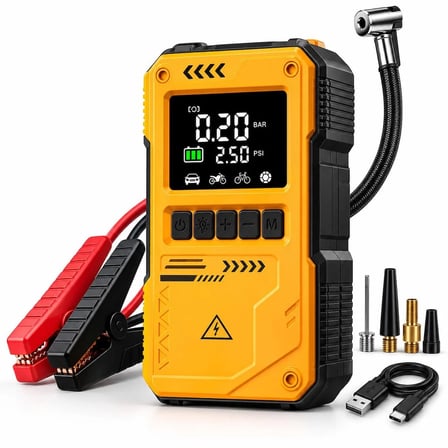 10000A Akü Takviye Cihazı 150 Psı Hava Kompresörlü Powerbank LED Fener 4’ü 1 Arada