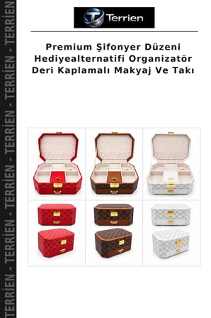 Premium Şifonyer Düzeni Hediyealternatifi Organizatör Deri Kaplamalı Makyaj Ve Takı
