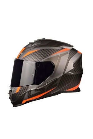 Storm 2 Racer Mat Tıtanıum-turuncu Kask (siyah Camlı )