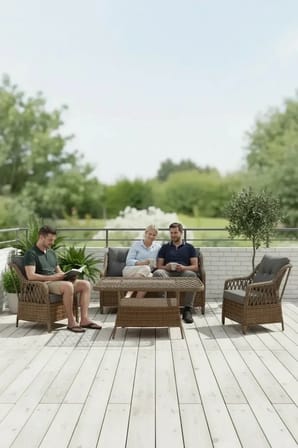 MENEKŞE 3+1+1+2puf+masa Rattan Bahçe Balkon Mobilyası, 7 Kişilik Bahçe Takımı