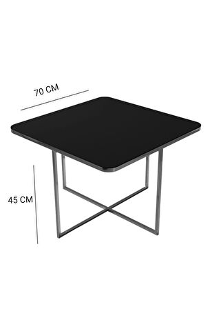  4+1 Gümüş Kaplama Füme Ayna Radüslü Orta Sehpa