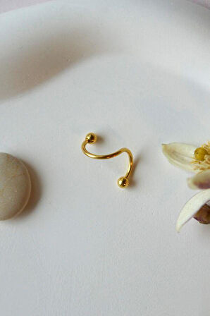 Kıvrımlı Çelik Spiral Piercing 8 Mm Tragus Helix Kıkırdak Dudak Gold Renkli
