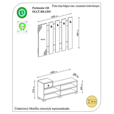 Portmanto Seul Beyaz 120 cm