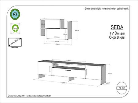 TV Ünitesi Ses Beyaz 180 cm