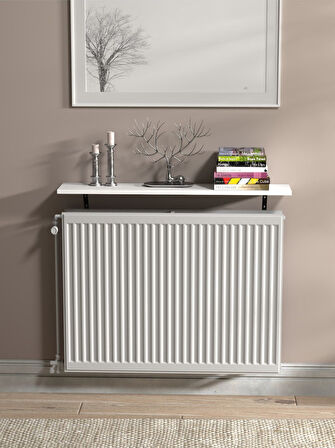 Montajsız Petek Üstü Uçan Raf Kalorifer Peteği 100x20 Cm - Beyaz Beyaz