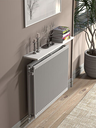 Montajsız Petek Üstü Uçan Raf Kalorifer Peteği 100x20 Cm - Beyaz Beyaz