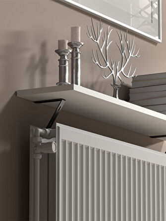 Montajsız Petek Üstü Uçan Raf Kalorifer Peteği 100x20 Cm - Beyaz Beyaz