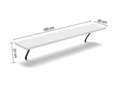 Montajsız Petek Üstü Uçan Raf Kalorifer Peteği 100x20 Cm - Beyaz Beyaz