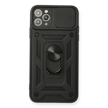 İphone 11 Pro Max Kılıf Pars Lens Yüzüklü Silikon - Siyah