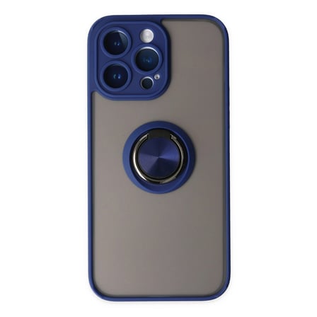 İphone 14 Pro Kılıf Montreal Yüzüklü Silikon Kapak - Lacivert