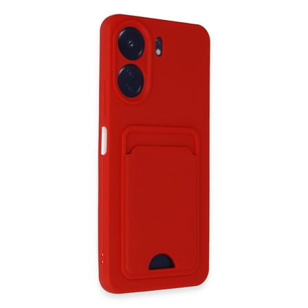 Redmi 13c Kılıf Kelvin Kartvizitli Silikon - Kırmızı