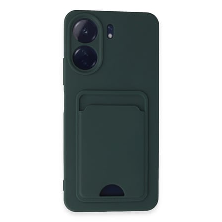 Redmi 13c Kılıf Kelvin Kartvizitli Silikon - Koyu Yeşil