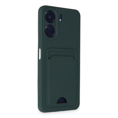 Redmi 13c Kılıf Kelvin Kartvizitli Silikon - Koyu Yeşil