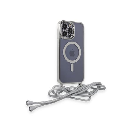 İphone 13 Pro Max Kılıf Divo Lazer Askılı Magsafe Kapak - Gümüş