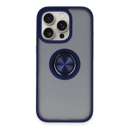 İphone 16 Pro Kılıf Montreal Yüzüklü Silikon Kapak - Lacivert