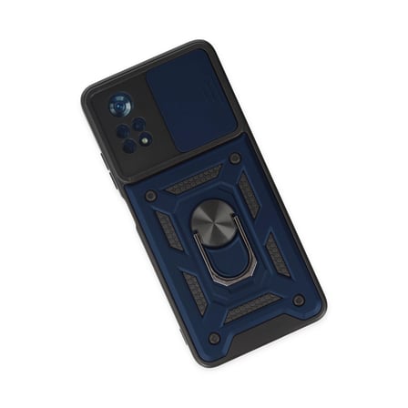 Poco X4 Pro 5g Kılıf Pars Lens Yüzüklü Silikon - Lacivert