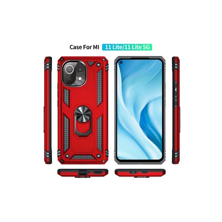 Mi 11 Lite Kılıf Sofya Yüzüklü Silikon Kapak - Kırmızı