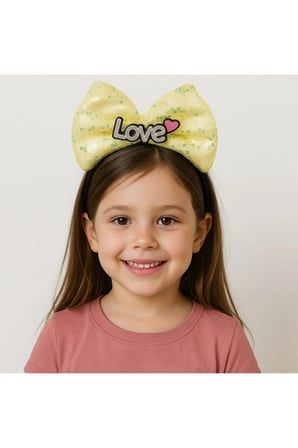 Led Işıklı Love Yazılı Sarı Fiyonk Taç – Kız Çocuk Parti Tacı