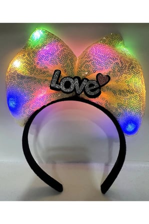 Led Işıklı Love Yazılı Sarı Fiyonk Taç – Kız Çocuk Parti Tacı