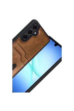 Samsung Galaxy A17 5g Sara Kartvizitli Deri Kılıf - Taba