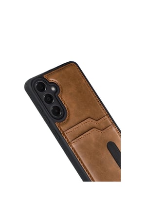 Samsung Galaxy A17 5g Sara Kartvizitli Deri Kılıf - Taba