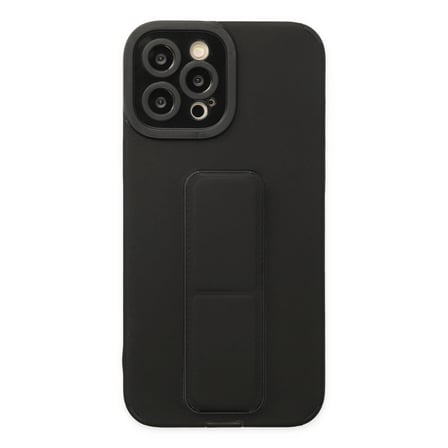 İphone 12 Pro Max Kılıf Mega Standlı Silikon - Siyah