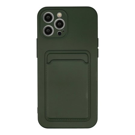 İphone 12 Pro Max Kılıf Kelvin Kartvizitli Silikon - Koyu Yeşil