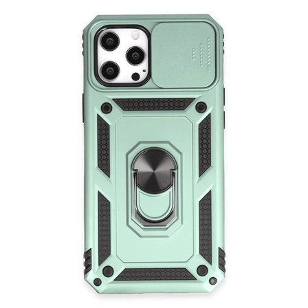İphone 12 Pro Max Kılıf Pars Lens Yüzüklü Silikon - Yeşil