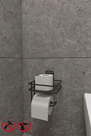 Güçlü Yapışkanlı Yedek Raflı Tuvalet Kağıdı  Askılığı Banyo Düzenleyici