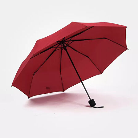 Rain Red Tam Otomatik Mekanizmalı Şemsiye Kauçuk Kaplama Sap Kırmızı 8 Telli