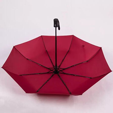 Rain Red Tam Otomatik Mekanizmalı Şemsiye Kauçuk Kaplama Sap Kırmızı 8 Telli